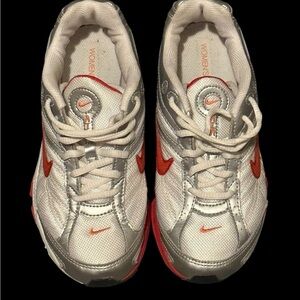 Nike Metallic Silver and Red Running Shoes